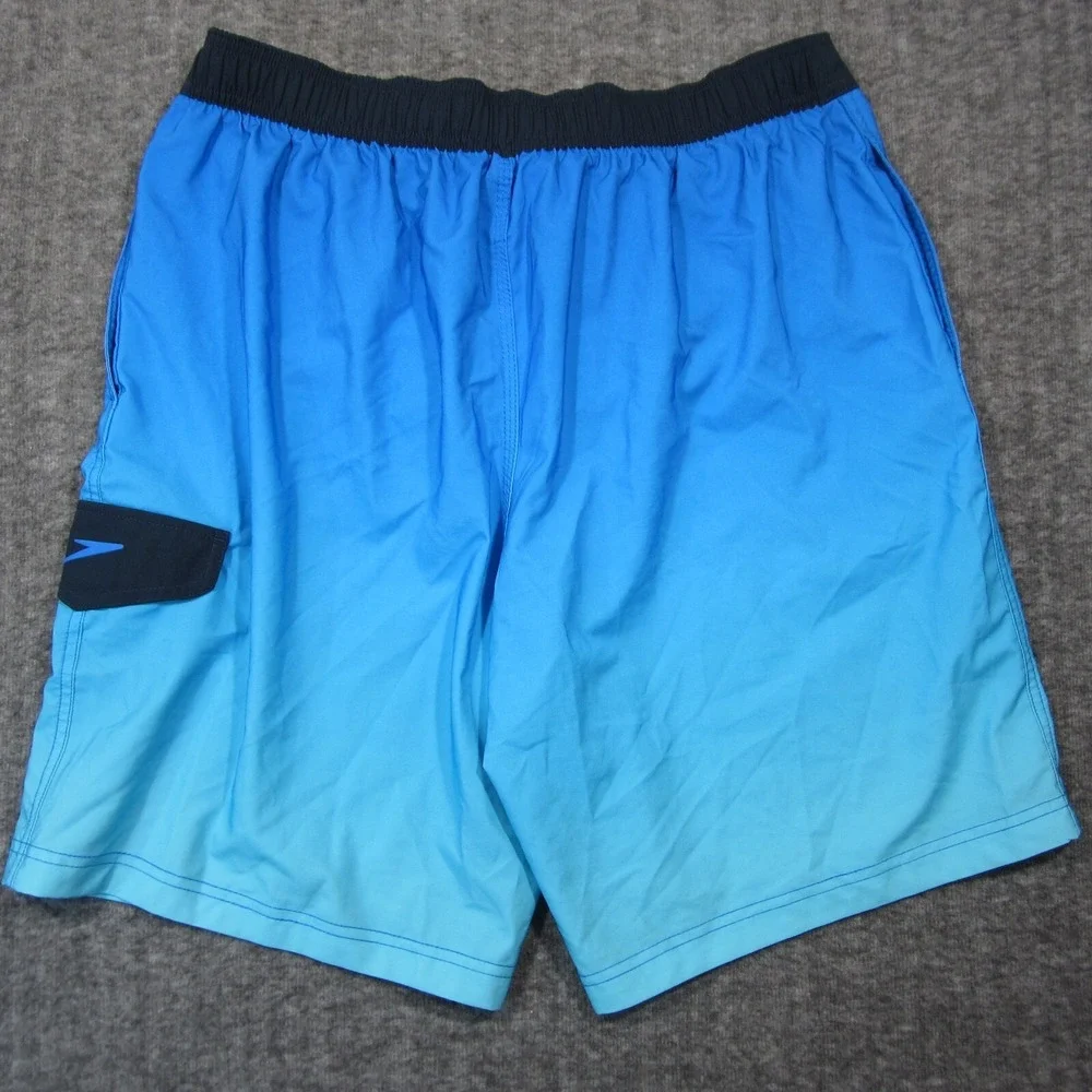 Speedo Swim Shorts Mens L Blue Mesh Lined‎ Lightweight Drawstring Trunks Pocket